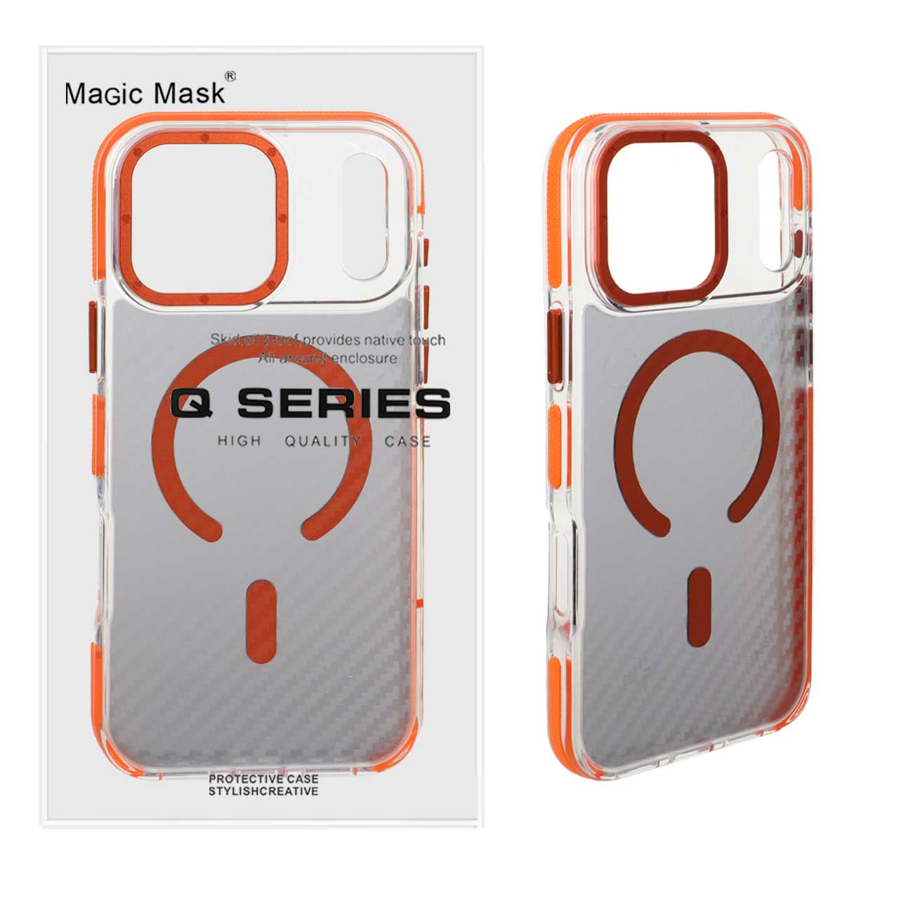 1562804 قاب اورجینال Q Series پشت کربن MagSafe مدل Apple iPhone 17 Pro Max - نارنجی (پک دار) - تصویر 1