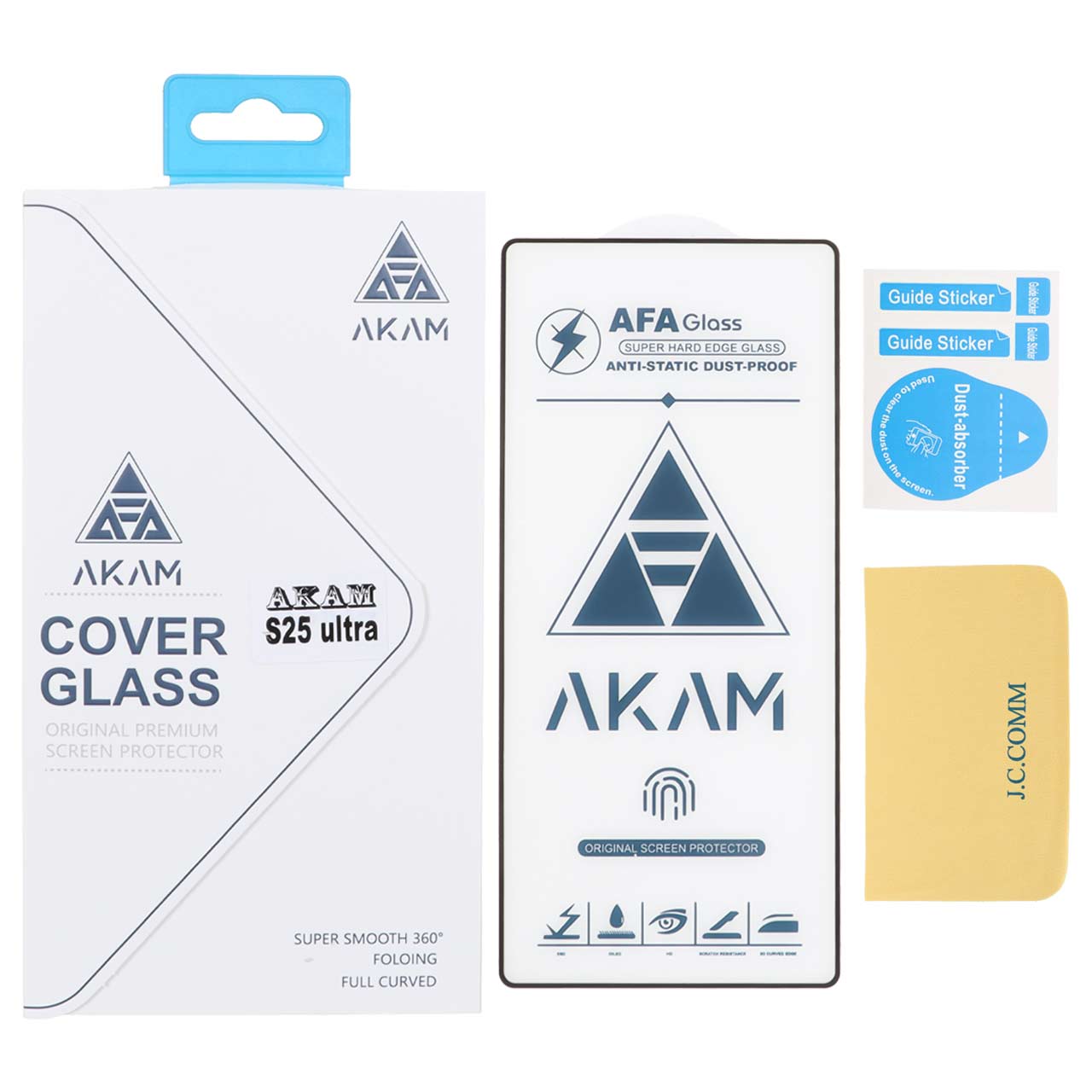 1609372 محافظ صفحه نمایش شیشه ای اورجینال Full Cover - AKAM مدل Samsung Galaxy S25 Ultra به همراه دستمال و پد سیلیکونی (پک دار) - تصویر 1