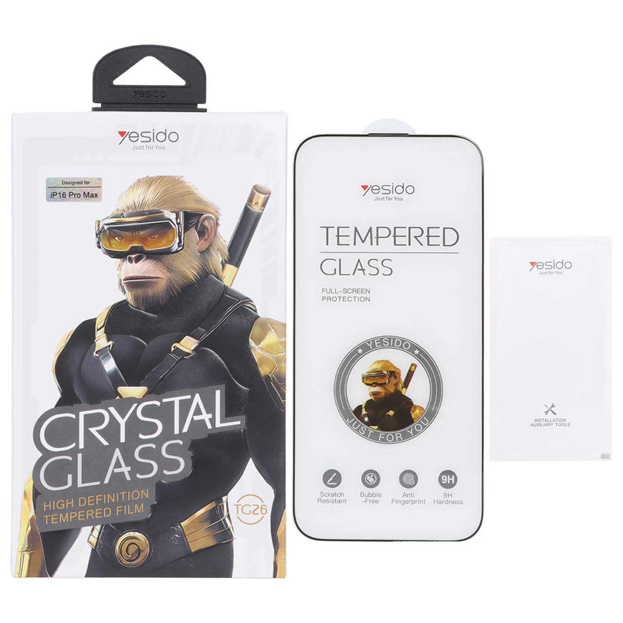 1621130 محافظ صفحه نمایش شیشه ای اورجینال Crystal Glass Yesido مدل Apple iPhone 16 Pro Max (پک دار) - تصویر 1