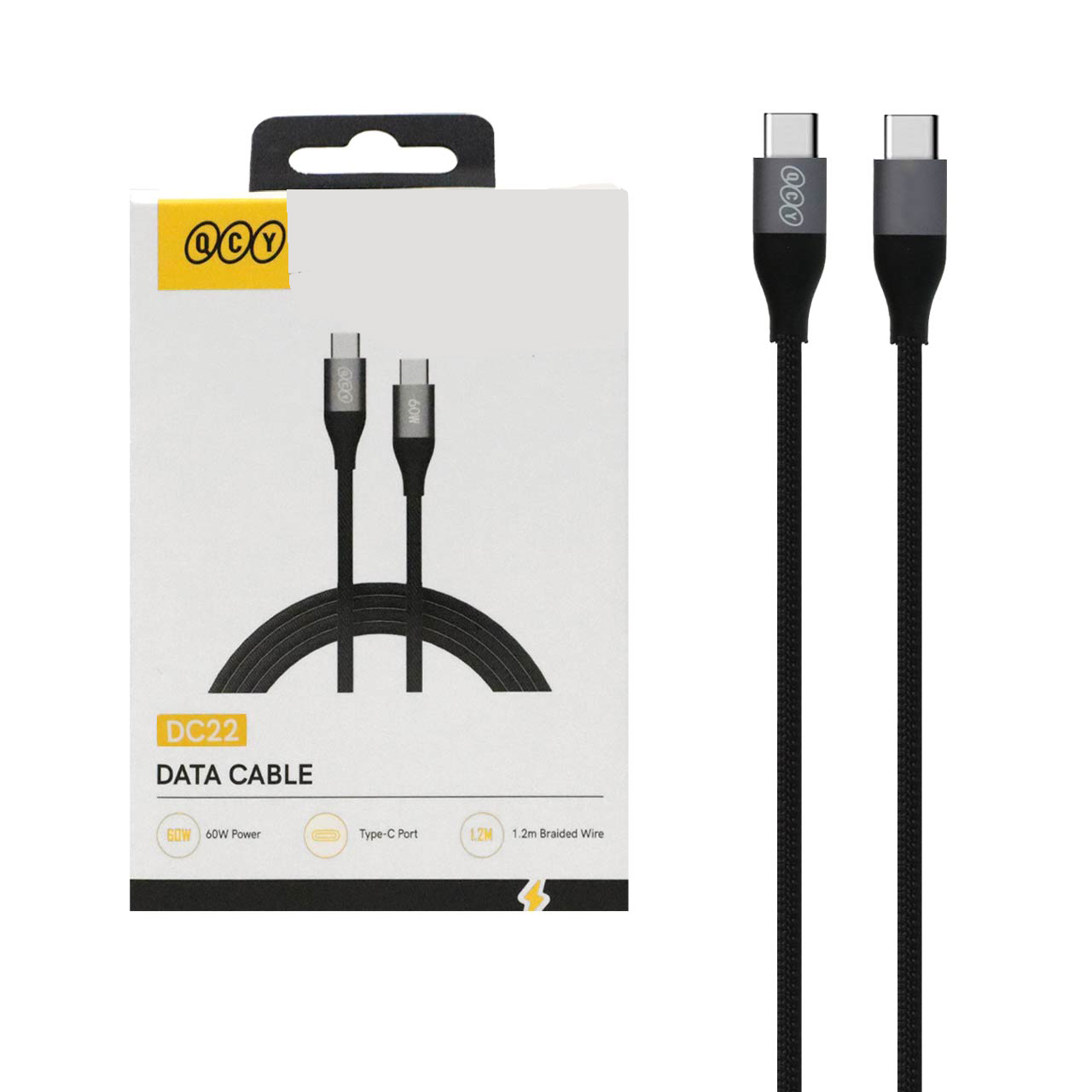 کابل شارژ 1.2 متری فست QCY Type-C To Type-C مدل DC22 100W - مشکی (گارانتی 18 ماهه شرکتی) - اسپه کالا کابل شارژ 1.2 متری فست QCY Type-C To Type-C مدل DC22 100W - مشکی (گارانتی 18 ماهه شرکتی) - تصویر 1