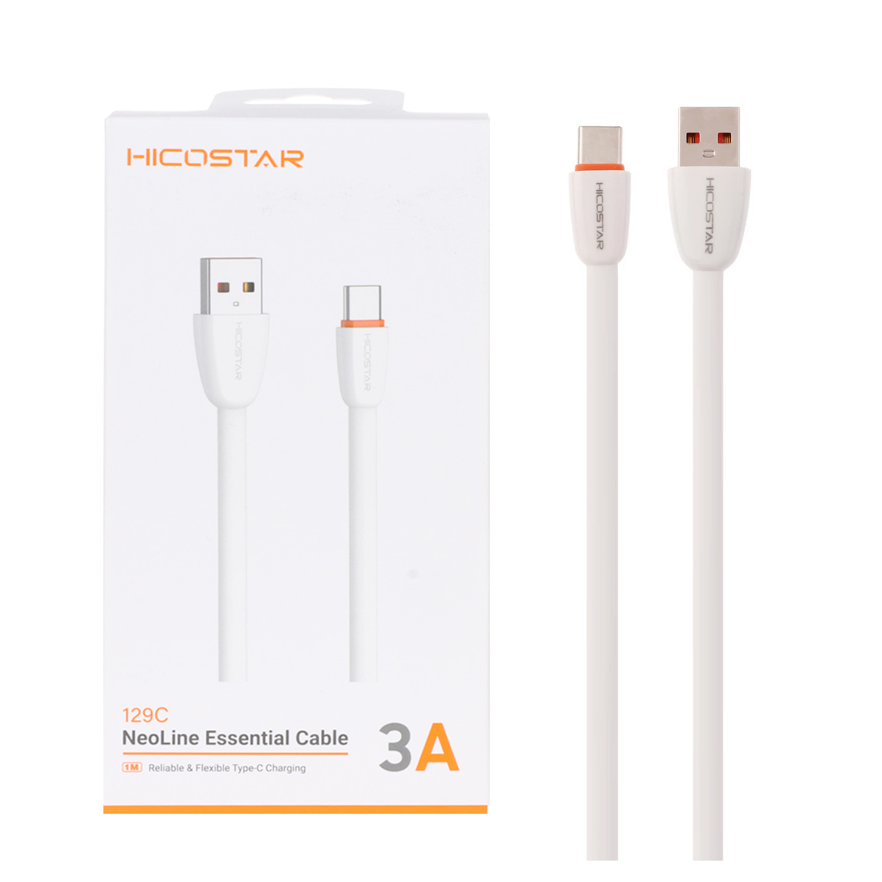 کابل شارژ فست Hicostar Type-C مدل 129C - سفید - اسپه کالا کابل شارژ فست Hicostar Type-C مدل 129C - سفید - تصویر 1