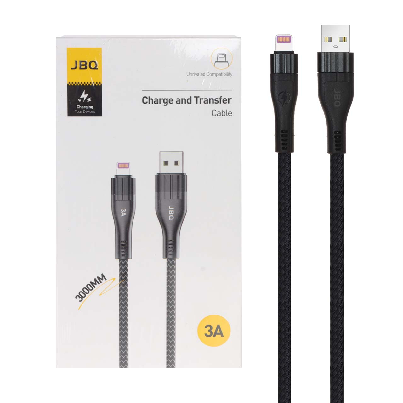 کابل شارژ 3 متری فست آیفون JBQ مدل CA-3010i - مشکی (گارانتی یکساله رصاصی) - اسپه کالا کابل شارژ 3 متری فست آیفون JBQ مدل CA-3010i - مشکی (گارانتی یکساله رصاصی) - تصویر 1