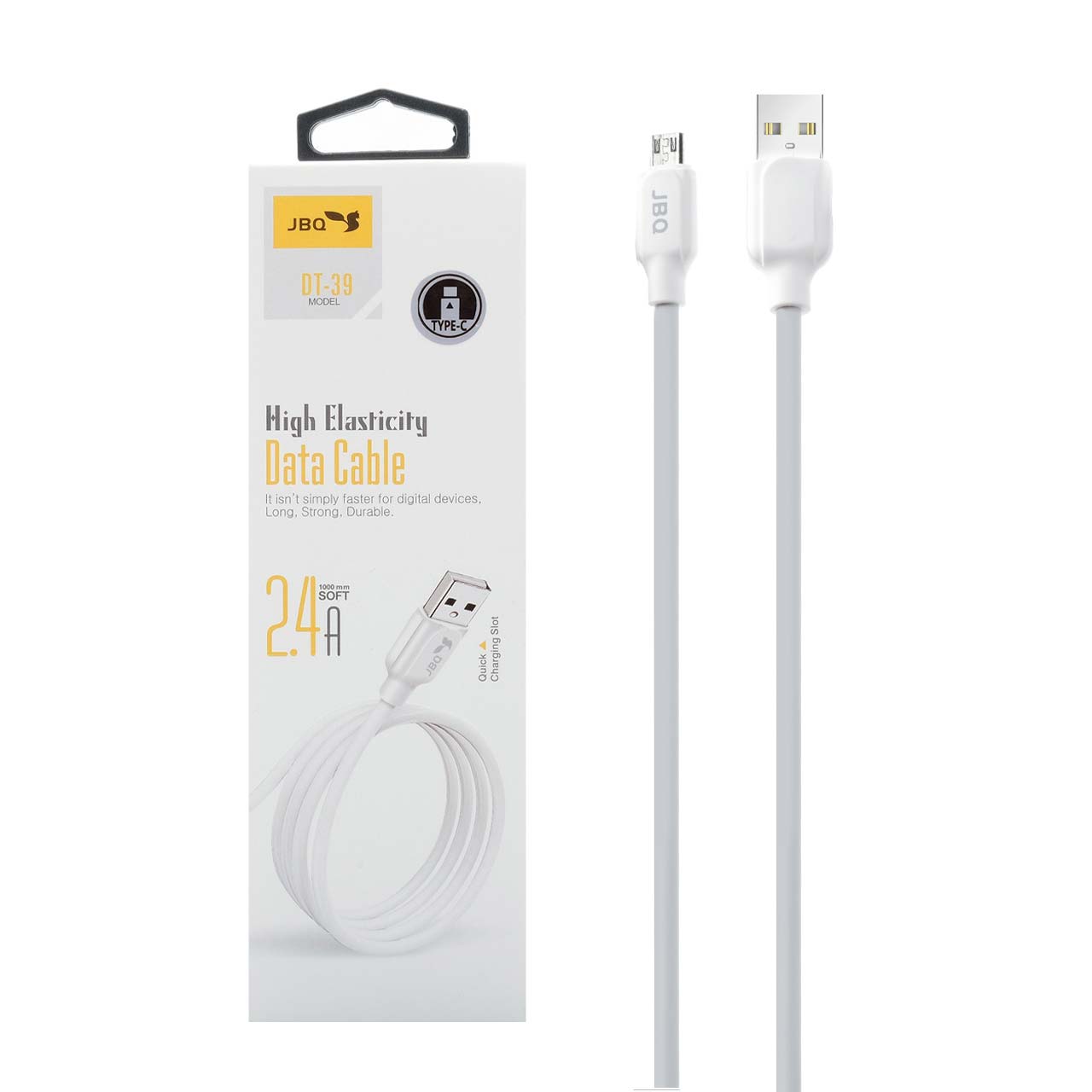 کابل شارژ فست JBQ Type-C مدل DT-39 - سفید (گارانتی یکساله رصاصی) - اسپه کالا کابل شارژ فست JBQ Type-C مدل DT-39 - سفید (گارانتی یکساله رصاصی) - تصویر 1