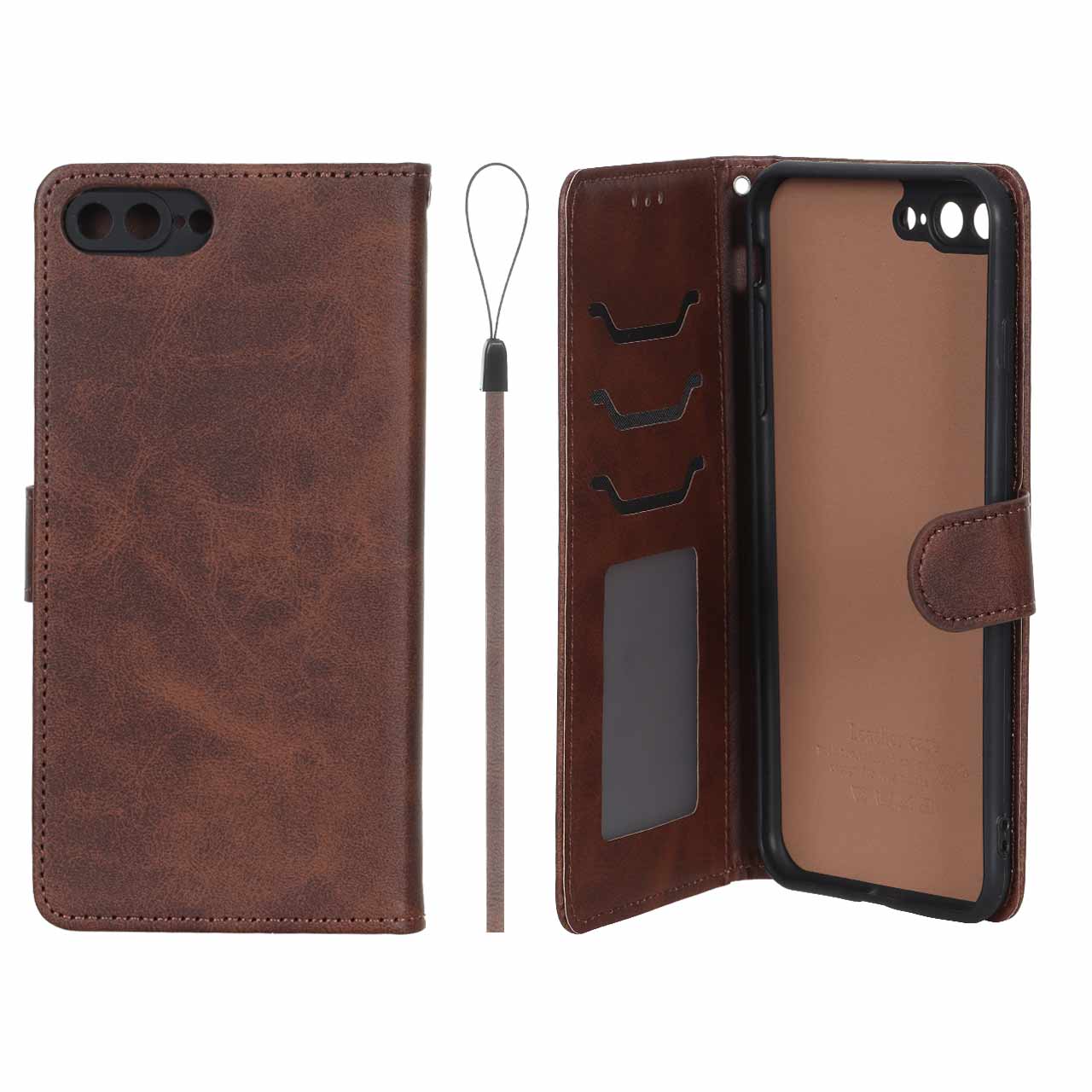 1661324 کیف موبایل مگنتی درجه یک داخل خز MNC Plus مدل Apple iPhone 7 Plus / iPhone 8 Plus - قهوه ای - تصویر 1