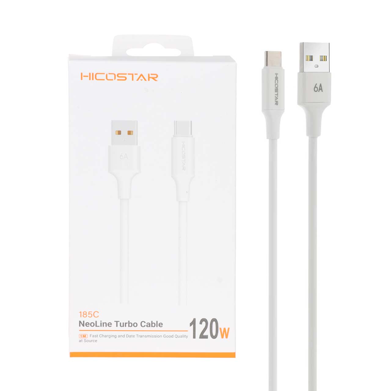 کابل شارژ فست Hicostar Type-C مدل 185C 120W - سفید - اسپه کالا کابل شارژ فست Hicostar Type-C مدل 185C 120W - سفید - تصویر 1