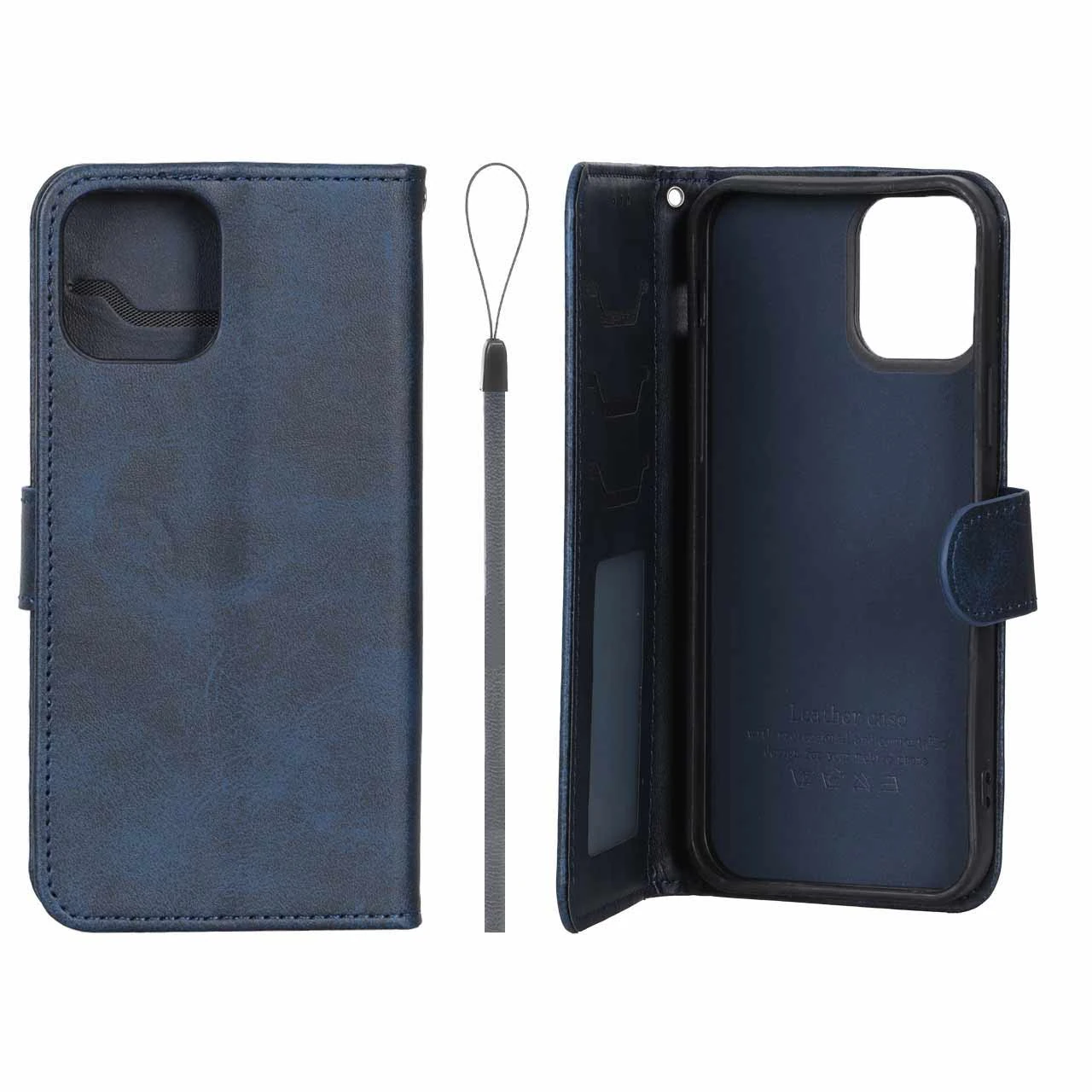 1670858 کیف موبایل مگنتی درجه یک داخل خز MNC Plus مدل Apple iPhone 12 Pro / iPhone 12 - سرمه ای - تصویر 1