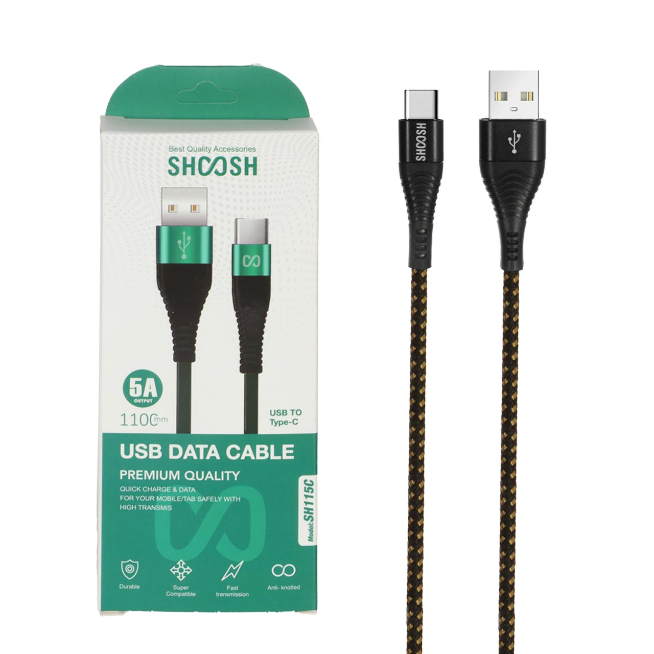 کابل شارژ کنفی 1.1 متری فست Shoosh Type-C مدل SH115C - مشکی طلایی - SMO - اسپه کالا کابل شارژ کنفی 1.1 متری فست Shoosh Type-C مدل SH115C - مشکی طلایی - SMO - تصویر 1