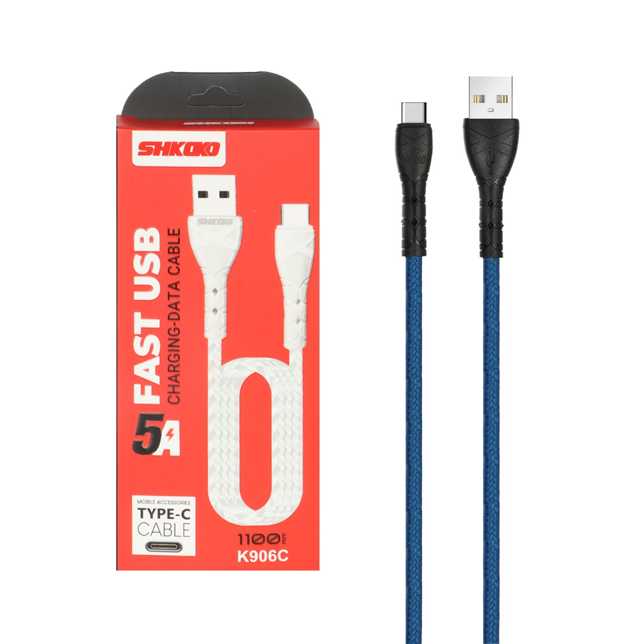 کابل شارژ 1.1 متری فست Shkoko Type-C مدل K906C - آبی - SMO - اسپه کالا کابل شارژ 1.1 متری فست Shkoko Type-C مدل K906C - آبی - SMO - تصویر 1