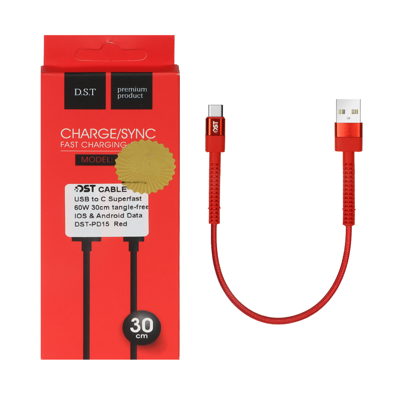کابل شارژ PD و فست 30 سانتی پاوربانک Type-C مدل X-15 60W - قرمز - DST (گارانتی شش ماهه) - اسپه کالا کابل شارژ PD و فست 30 سانتی پاوربانک Type-C مدل X-15 60W - قرمز - DST (گارانتی شش ماهه) - تصویر 1