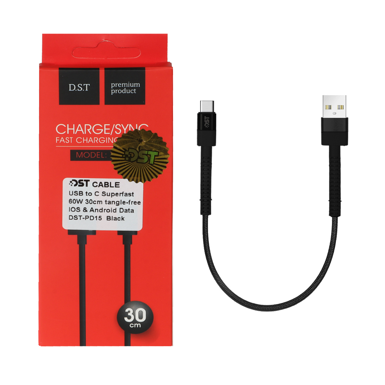 کابل شارژ PD و فست 30 سانتی پاوربانک Type-C مدل X-15 60W - مشکی - DST (گارانتی شش ماهه) - اسپه کالا کابل شارژ PD و فست 30 سانتی پاوربانک Type-C مدل X-15 60W - مشکی - DST (گارانتی شش ماهه) - تصویر 1