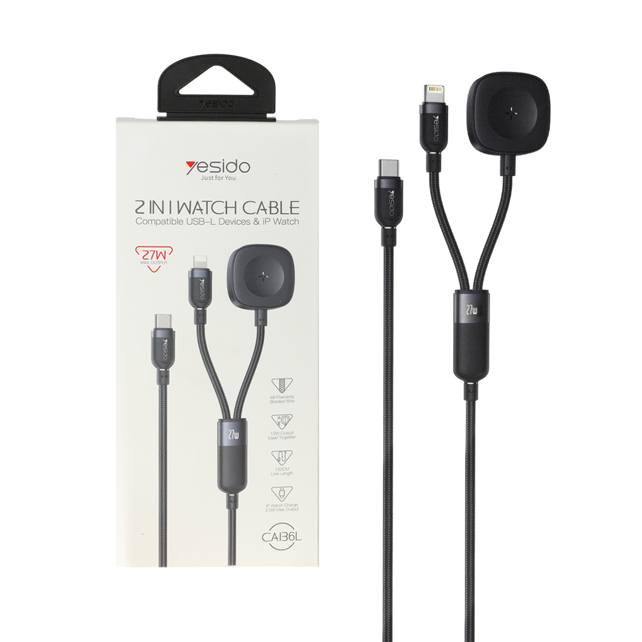 کابل شارژ 1.2 متری فست Type-C to Lightning و شارژر وایرلس Yesido مدل CA136L 27W - مشکی (گارانتی 18 ماه تعویض نیکان همراه) - اسپه کالا کابل شارژ 1.2 متری فست Type-C to Lightning و شارژر وایرلس Yesido مدل CA136L 27W - مشکی (گارانتی 18 ماه تعویض نیکان همراه) - تصویر 1