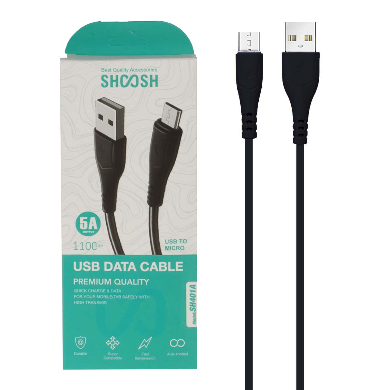 کابل شارژ 1.1 متری فست اندروید Shoosh مدل SH401A - مشکی - SMO - اسپه کالا کابل شارژ 1.1 متری فست اندروید Shoosh مدل SH401A - مشکی - SMO - تصویر 1