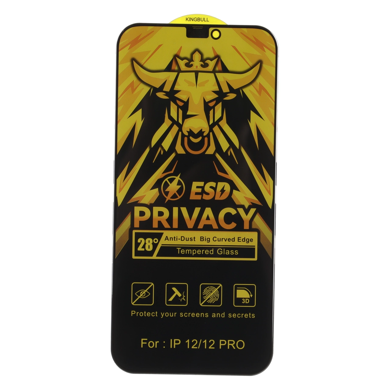 محافظ صفحه نمایش شیشه ای Full Cover Privacy Bull Privacy - ESD مدل Apple iPhone 12 / iPhone 12 Pro - اسپه کالا محافظ صفحه نمایش شیشه ای Full Cover Privacy Bull Privacy - ESD مدل Apple iPhone 12 / iPhone 12 Pro - تصویر 1