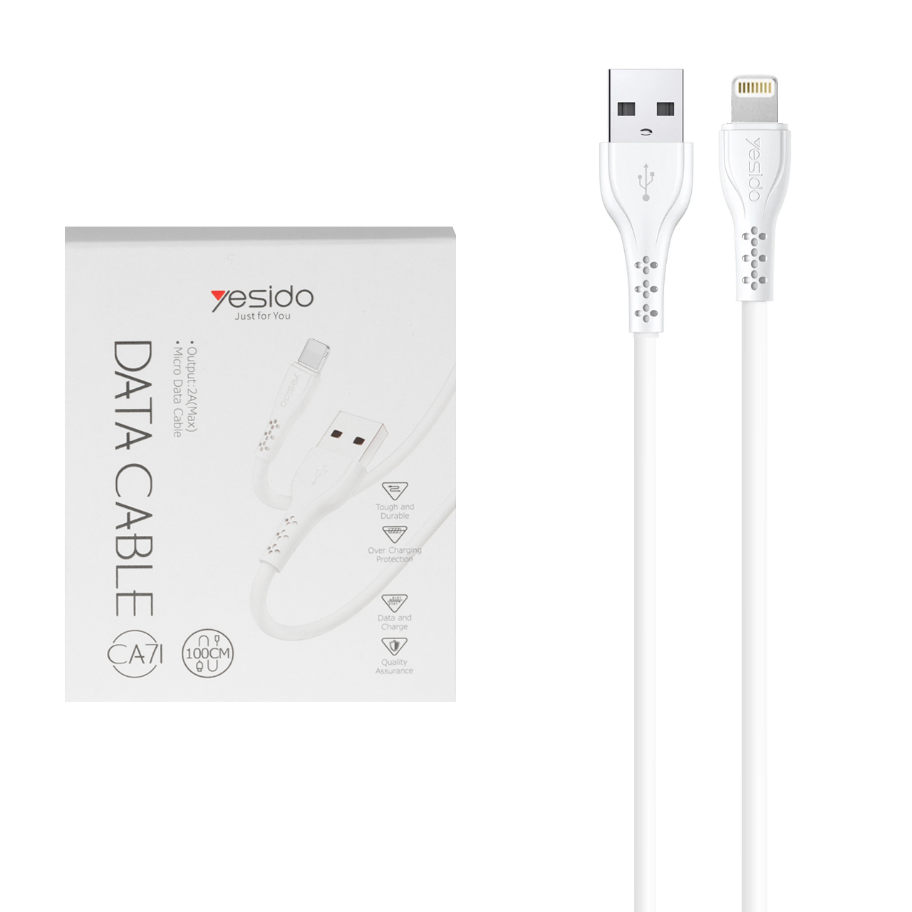 کابل شارژ آیفون yesido مدل CA71 - سفید (گارانتی 18 ماه تعویض نیکان همراه) - اسپه کالا کابل شارژ آیفون yesido مدل CA71 - سفید (گارانتی 18 ماه تعویض نیکان همراه) - تصویر 1