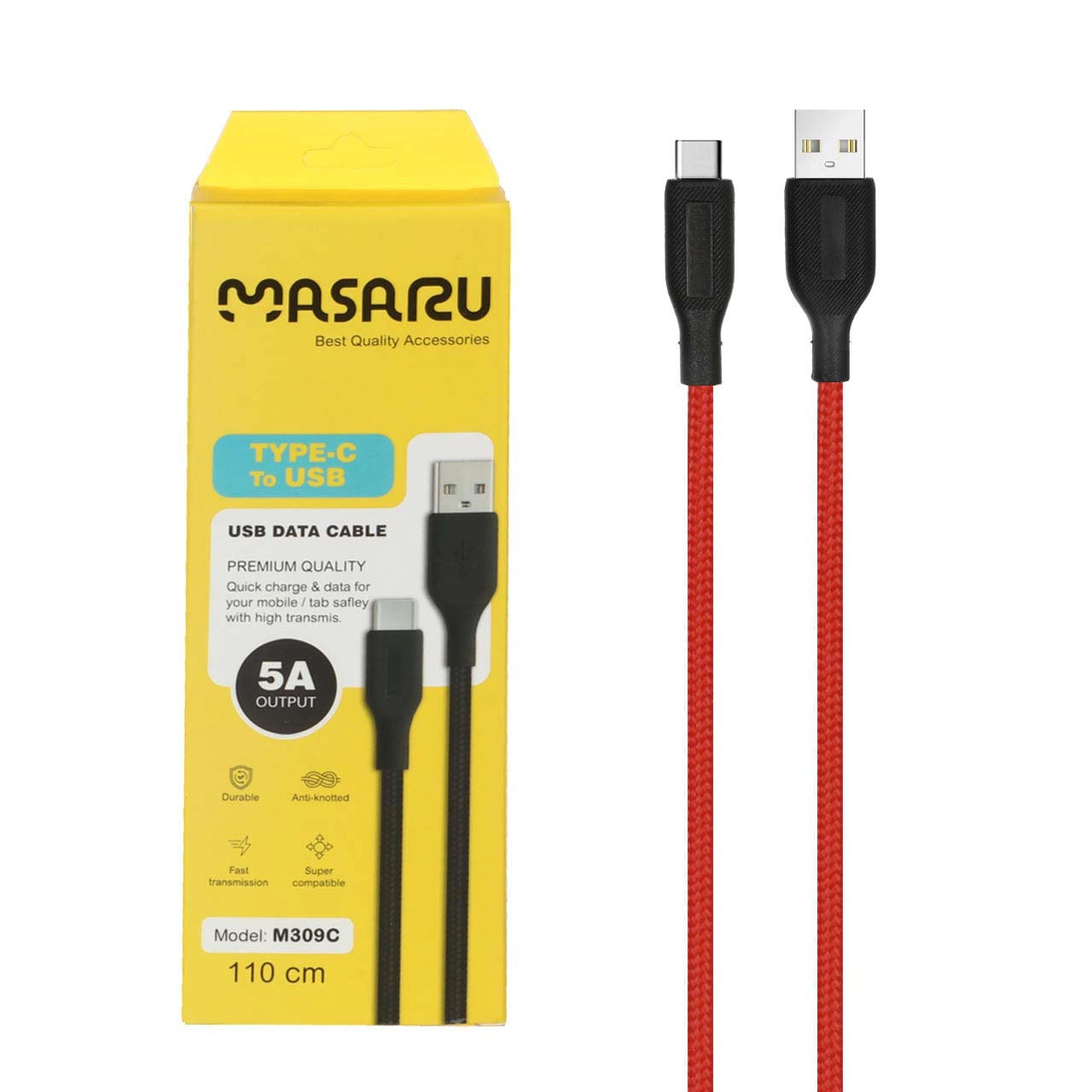 کابل شارژ 1.1 متری فست Masaru Type-C مدل M309C - قرمز - SMO - اسپه کالا کابل شارژ 1.1 متری فست Masaru Type-C مدل M309C - قرمز - SMO - تصویر 1