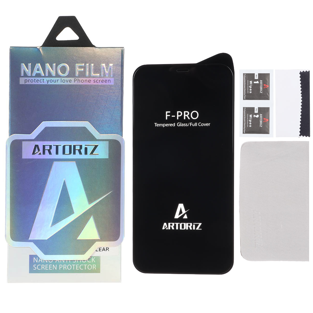 4573348 محافظ صفحه نمایش شیشه ای اورجینال Full Cover Artoriz مدل Apple iPhone 12 / iPhone 12 Pro (پک دار) - تصویر 1