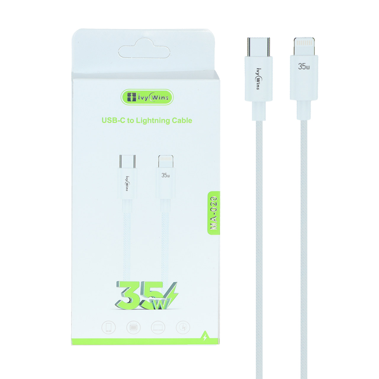 کابل شارژ فست ivy Wins Type-C To Lightning مدل MA-029 35W - سفید (گارانتی 18 ماهه تعویض نیکان همراه) - اسپه کالا کابل شارژ فست ivy Wins Type-C To Lightning مدل MA-029 35W - سفید (گارانتی 18 ماهه تعویض نیکان همراه) - تصویر 1