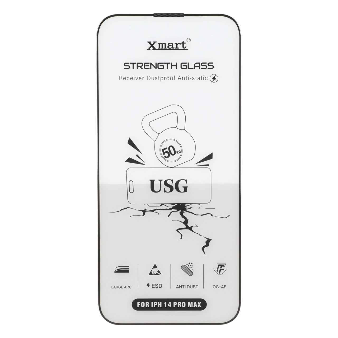 محافظ صفحه نمایش شیشه ای اورجینال Full Cover XMART Anti Static USG مدل Apple iPhone 14 pro max - اسپه کالا محافظ صفحه نمایش شیشه ای اورجینال Full Cover XMART Anti Static USG مدل Apple iPhone 14 pro max - تصویر 1