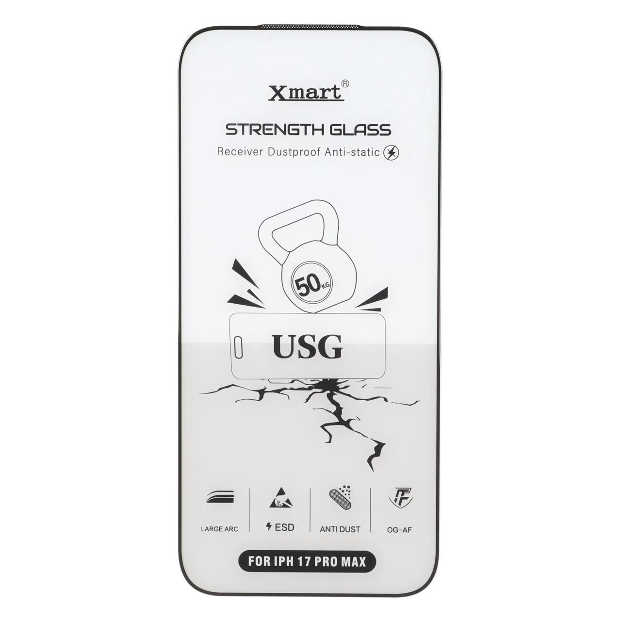 4577688 محافظ صفحه نمایش شیشه ای اورجینال Full Cover XMART Anti Static USG مدل Apple iPhone 17 Pro Max - تصویر 1