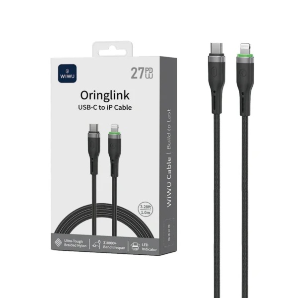 کابل شارژ PD و فست Wiwu Type-C to Lightning مدل Wi-C070 27W - مشکی (گارانتی شش ماهه شرکتی)