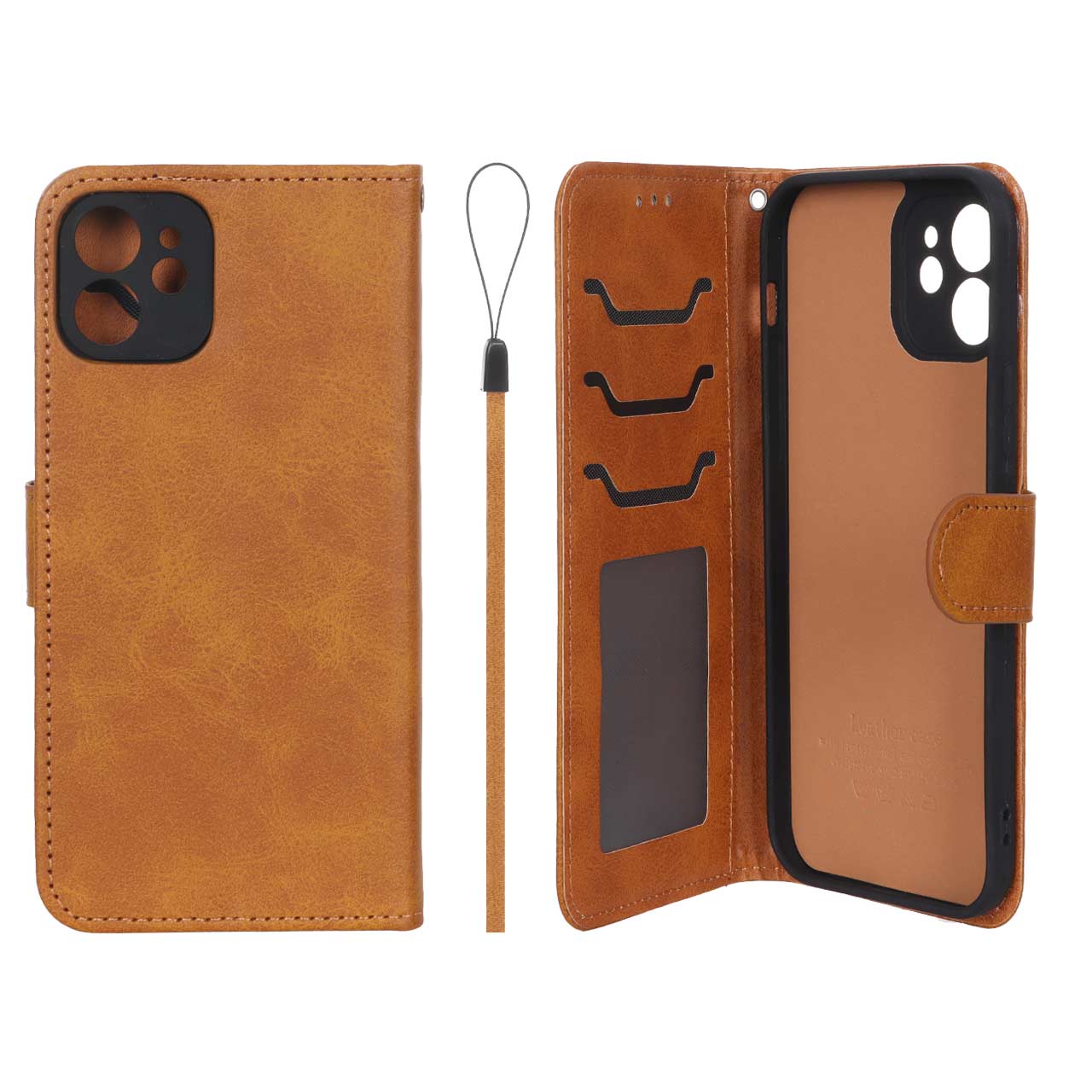 4580648 کیف موبایل مگنتی درجه یک داخل خز MNC Plus مدل Apple iPhone 12 - عسلی - تصویر 1