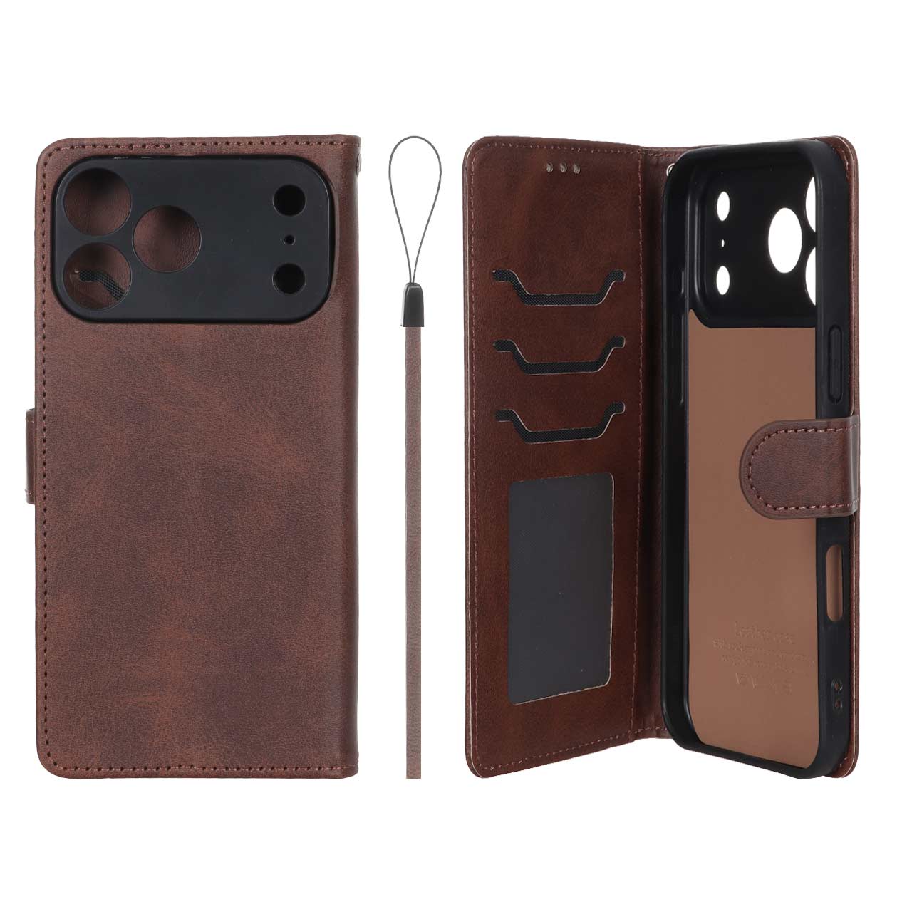 4580742 کیف موبایل مگنتی درجه یک داخل خز MNC Plus مدل Apple iPhone 17 Pro Max - قهوه ای - تصویر 1