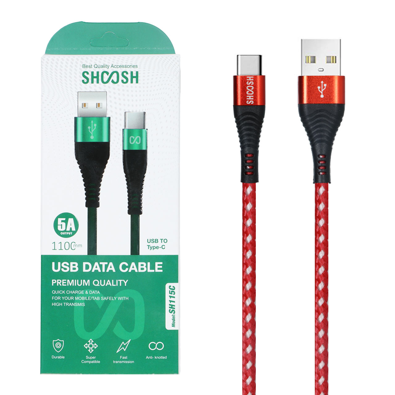کابل شارژ کنفی 1.1 متری فست Shoosh Type-C مدل SH115C - قرمز سفید - SMO - اسپه کالا کابل شارژ کنفی 1.1 متری فست Shoosh Type-C مدل SH115C - قرمز سفید - SMO - تصویر 1
