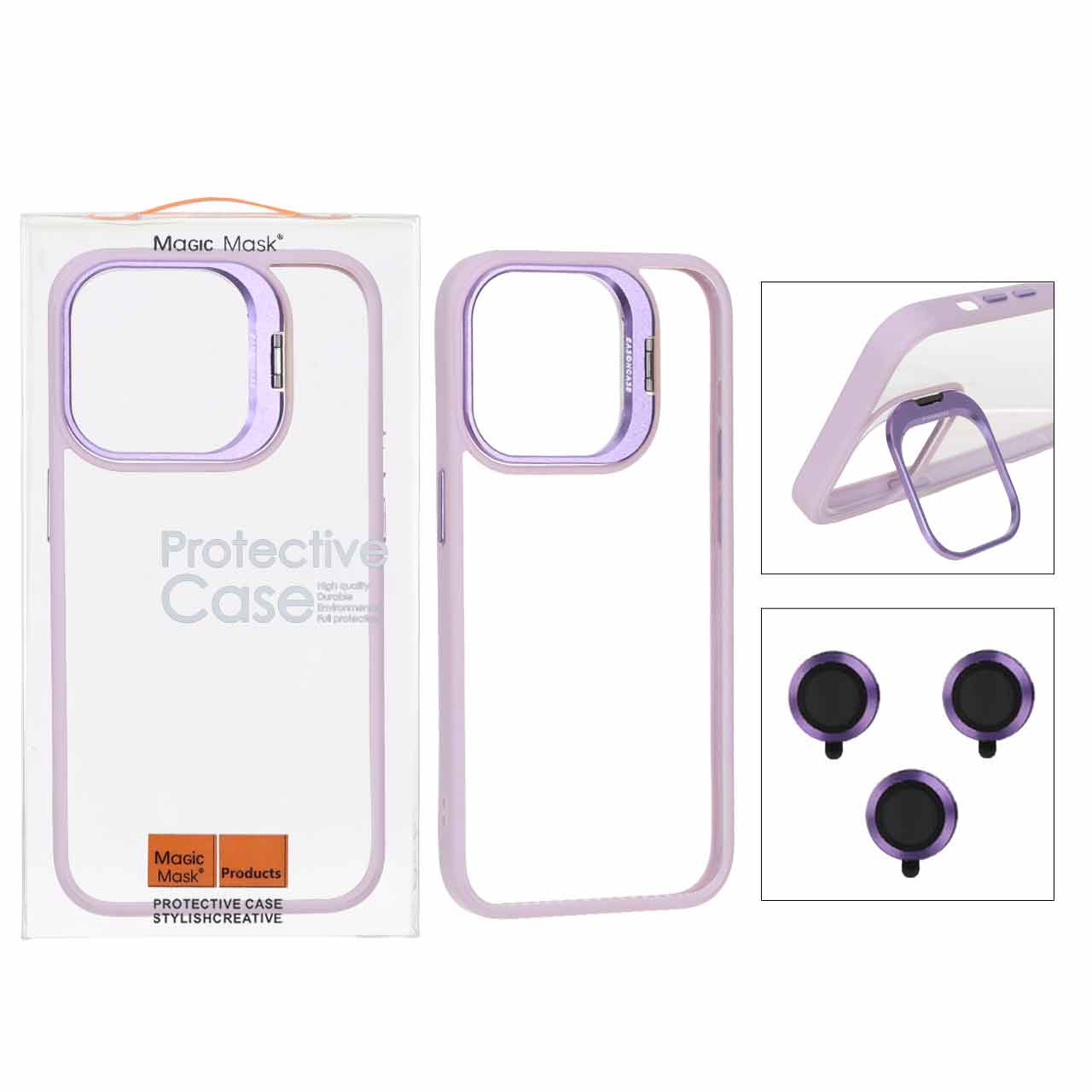4581966 قاب BRACKET لنز آلومینیومی با ست محافظ لنز رینگی Apple iPhone 14 Pro - یاسی (پک دار) - تصویر 1