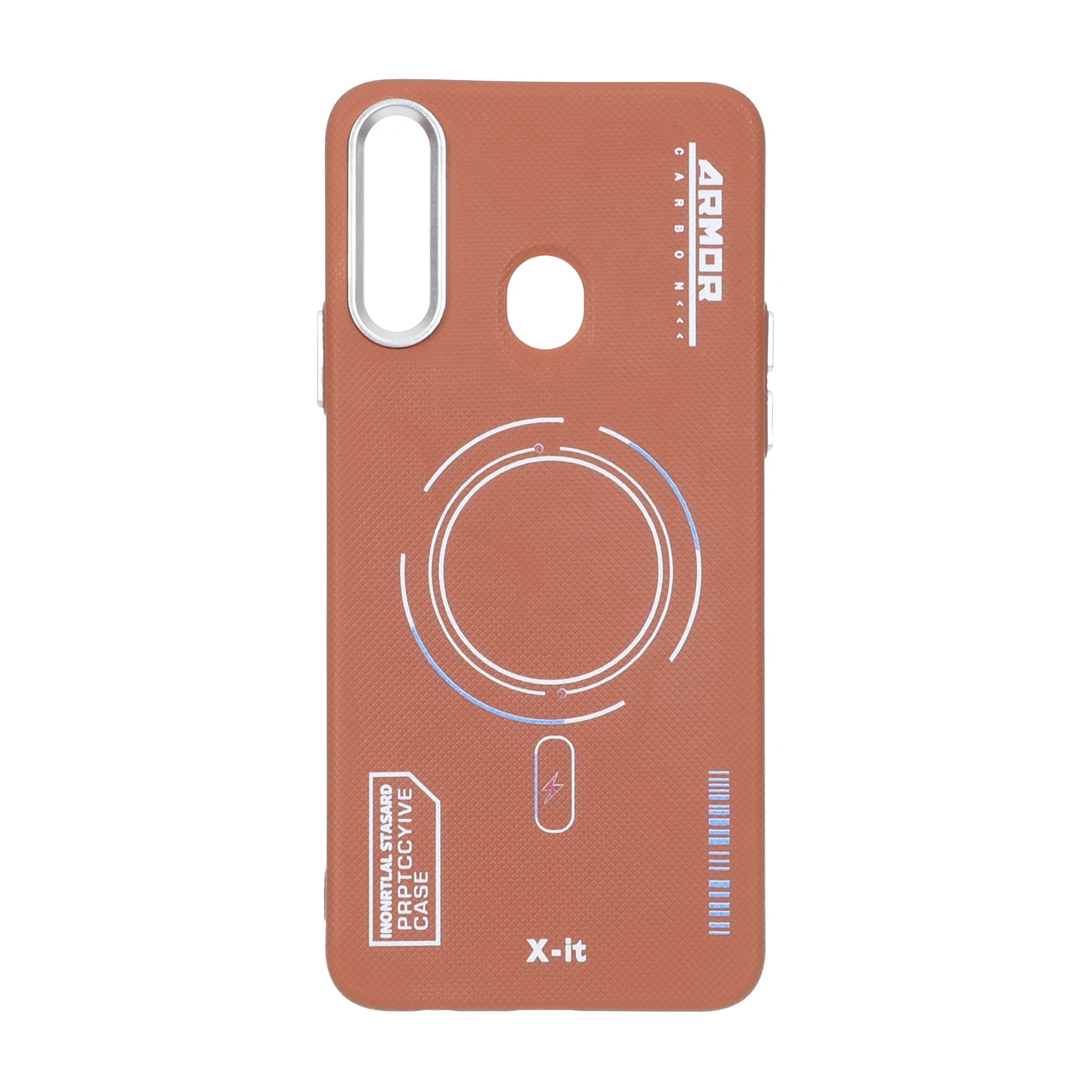 4582074 قاب Armor سوزنی لنز سیلور طرح مگ سیف Samsung Galaxy A20s - قهوه ای - تصویر 1