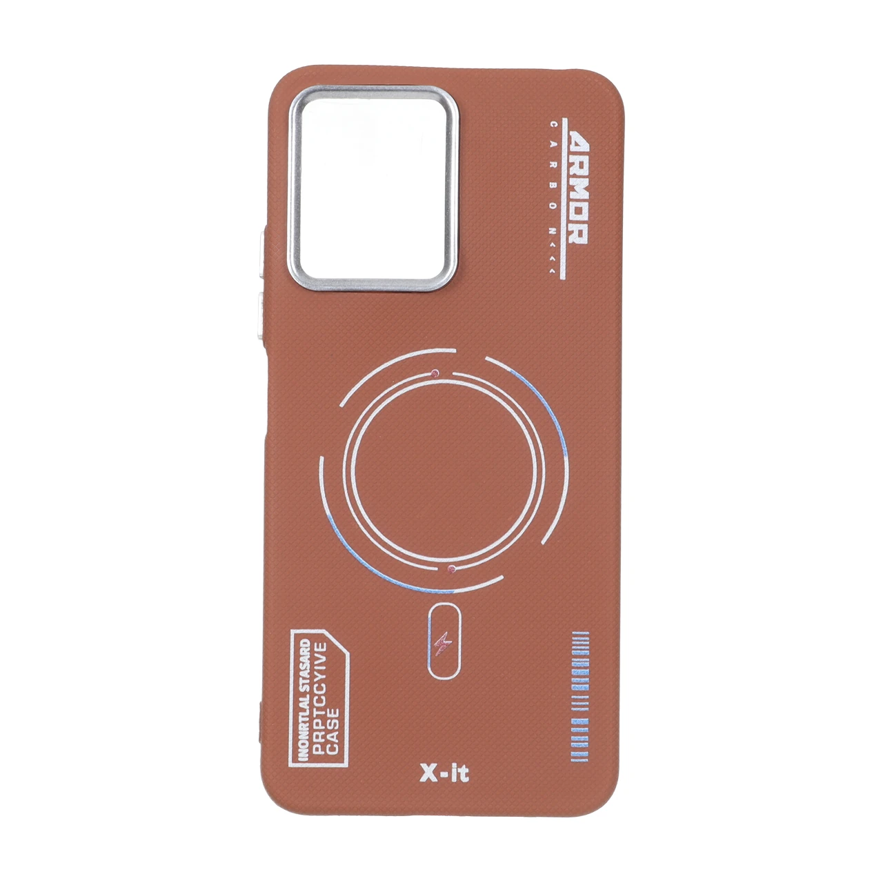4582378 قاب Armor سوزنی لنز سیلور طرح مگ سیف Xiaomi Redmi Note 12 4G - قهوه ای - تصویر 1