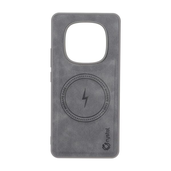 قاب Crystal طرح چرم MagSafe مدل Xiaomi Redmi Note 15 - خاکستری