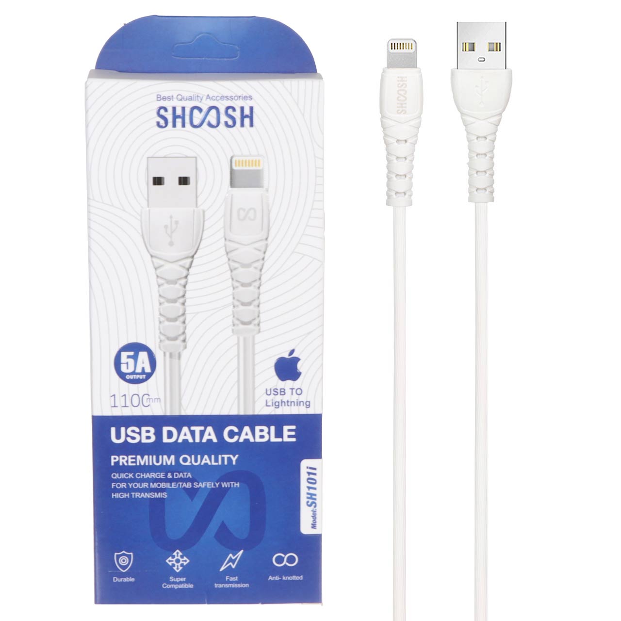 کابل شارژ 1.1 متری فست آیفون Shoosh مدل SH101i - سفید - SMO - اسپه کالا کابل شارژ 1.1 متری فست آیفون Shoosh مدل SH101i - سفید - SMO - تصویر 1