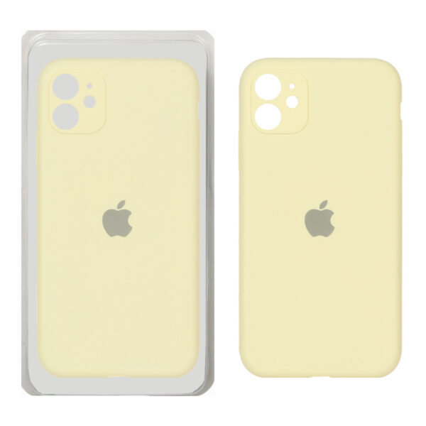 قاب سیلیکونی پاک کنی محافظ لنزدار اورجینال Apple iPhone 11 - لیمویی (پک اصلی)