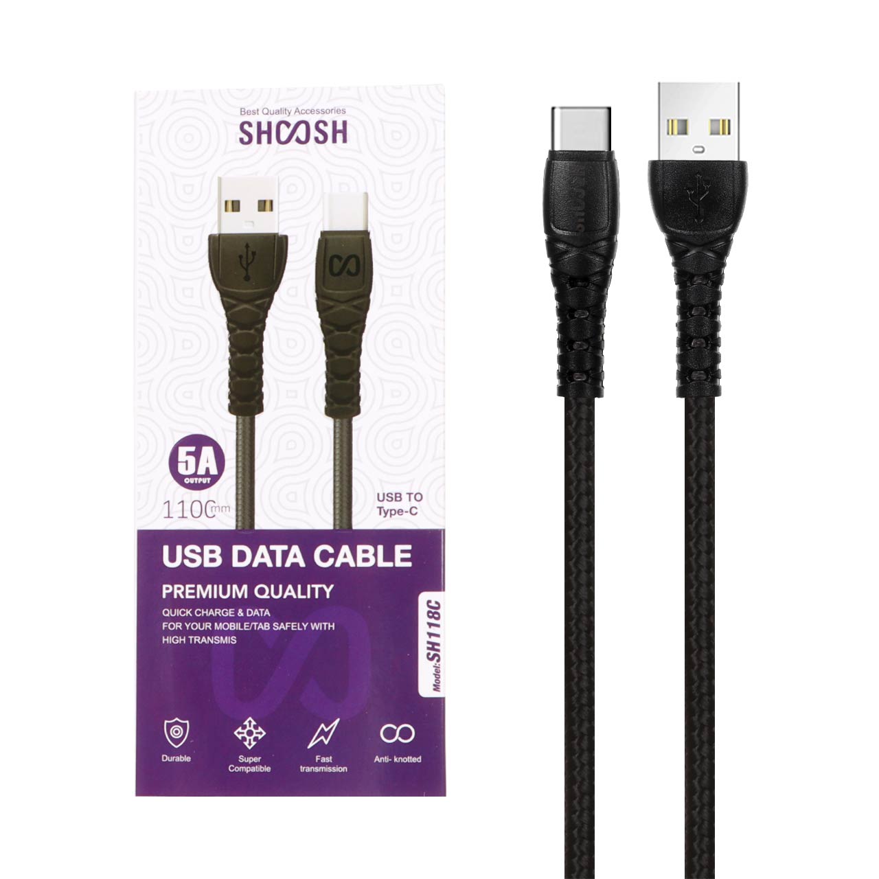 کابل شارژ کنفی 1.1 متری فست Shoosh Type-C مدل SH118C - مشکی - SMO - اسپه کالا کابل شارژ کنفی 1.1 متری فست Shoosh Type-C مدل SH118C - مشکی - SMO - تصویر 1