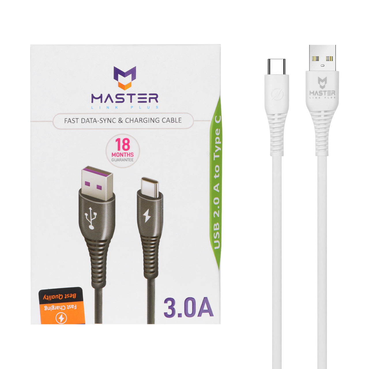 کابل شارژ فست MASTER Type-C مدل ETM 003 - سفید - اسپه کالا کابل شارژ فست MASTER Type-C مدل ETM 003 - سفید - تصویر 1