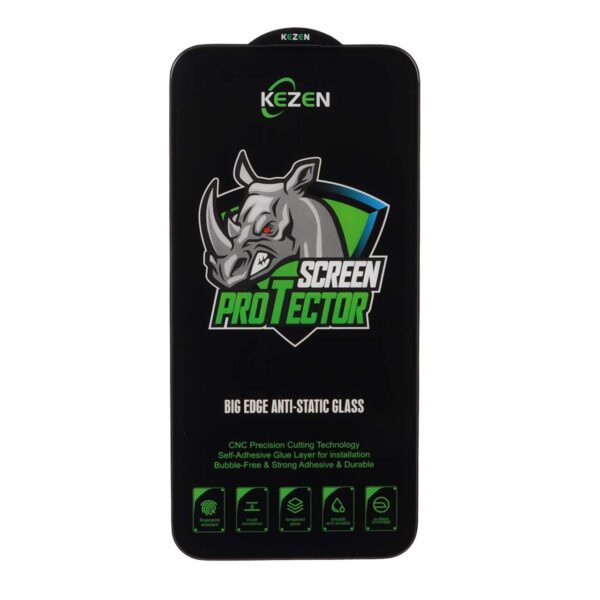 محافظ صفحه نمایش شیشه ای Full Cover Kezen Anti Static Big Edge مدل Apple iPhone 15 Pro Max