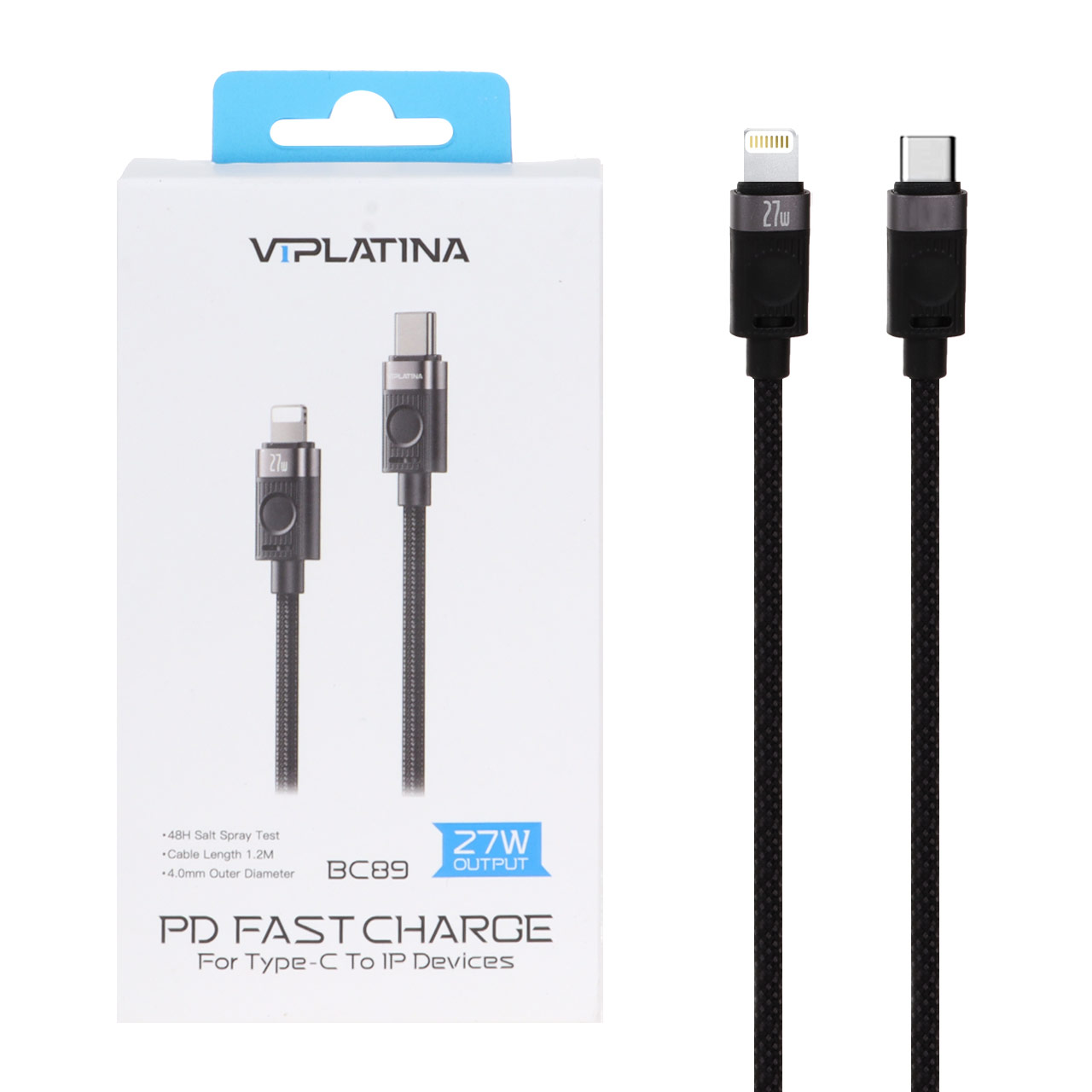 کابل شارژ فست VIPLATINA Type-C To Lightning مدل BC89 27W - مشکی (گارانتی 18 ماه تعویض نیکان همراه) - اسپه کالا کابل شارژ فست VIPLATINA Type-C To Lightning مدل BC89 27W - مشکی (گارانتی 18 ماه تعویض نیکان همراه) - تصویر 1