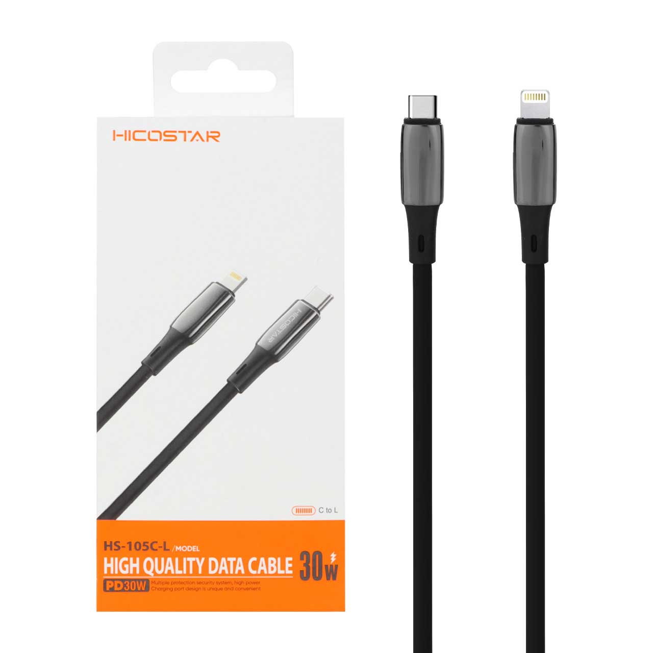 کابل شارژ فست و Hicostar Type-C to Lightning PD مدل HS-105C-L 30W - مشکی - اسپه کالا کابل شارژ فست و Hicostar Type-C to Lightning PD مدل HS-105C-L 30W - مشکی - تصویر 1