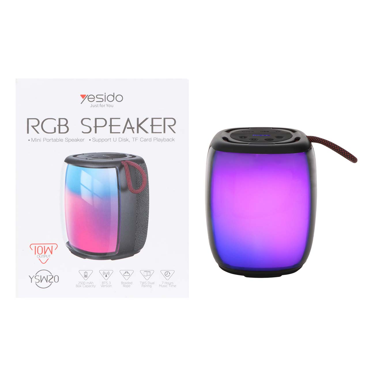 اسپیکر بی سیم شارژی 10 وات Yesido مدل YSW20 ، دارای درگاه رم و فلش، نورپردازی RGB - رنگ مشکی (گارانتی 18 ماه تعویض نیکان همراه) - اسپه کالا اسپیکر بی سیم شارژی 10 وات Yesido مدل YSW20 ، دارای درگاه رم و فلش، نورپردازی RGB - رنگ مشکی (گارانتی 18 ماه تعویض نیکان همراه) - تصویر 1
