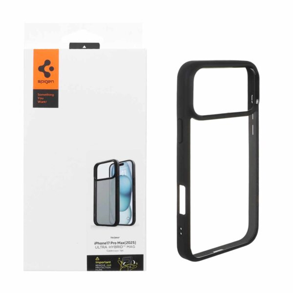 قاب اورجینال Spigen ULTRA HYBRID مدل Apple iPhone 17 Pro Max - شفاف مشکی (پک دار)