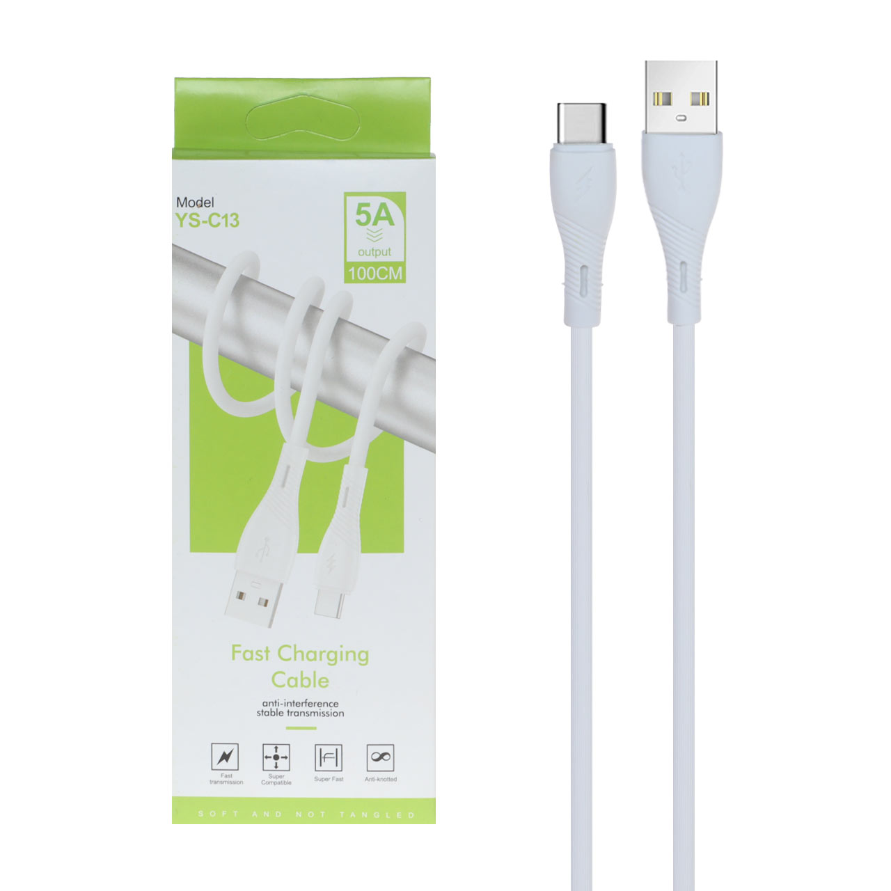 کابل شارژ فست Type-C مدل YS-C13 - سفید - DST (گارانتی شش ماهه) - اسپه کالا کابل شارژ فست Type-C مدل YS-C13 - سفید - DST (گارانتی شش ماهه) - تصویر 1