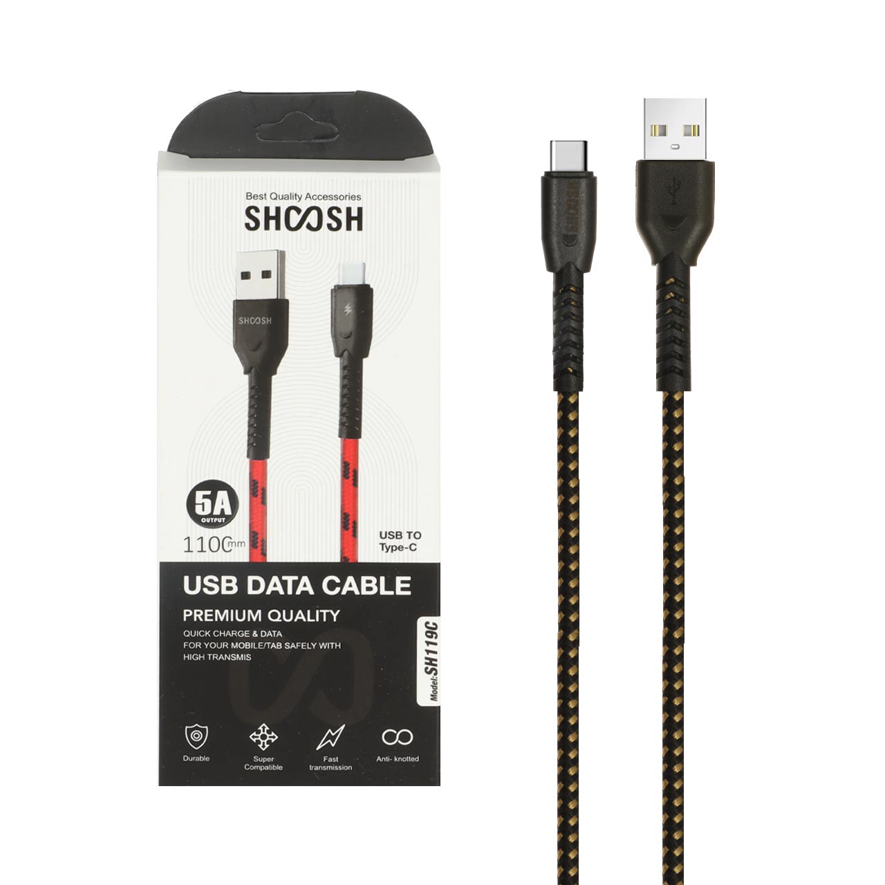 کابل شارژ کنفی 1.1 متری فست Shoosh Type-C مدل SH119C - مشکی طلایی - SMO - اسپه کالا کابل شارژ کنفی 1.1 متری فست Shoosh Type-C مدل SH119C - مشکی طلایی - SMO - تصویر 1