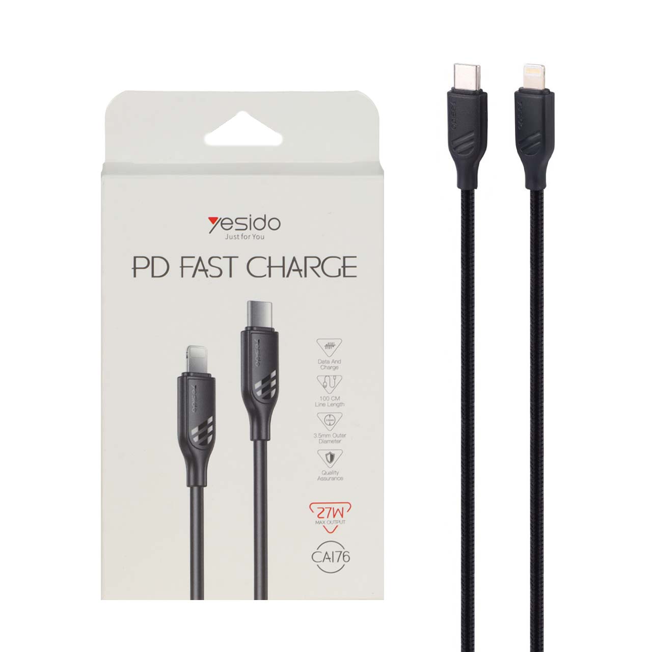 کابل شارژ فست Yesido Type-C to Lightning مدل CA176 27W - مشکی (گارانتی 18 ماه تعویض نیکان همراه) - اسپه کالا کابل شارژ فست Yesido Type-C to Lightning مدل CA176 27W - مشکی (گارانتی 18 ماه تعویض نیکان همراه) - تصویر 1