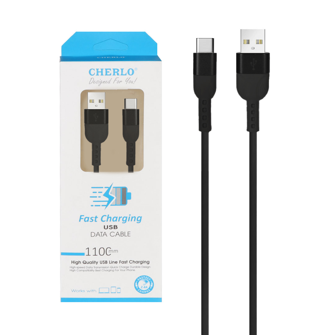 کابل شارژ 1.1 متری فست CHERLO Type-C مدل CH-TC06 - مشکی - SMO - اسپه کالا کابل شارژ 1.1 متری فست CHERLO Type-C مدل CH-TC06 - مشکی - SMO - تصویر 1