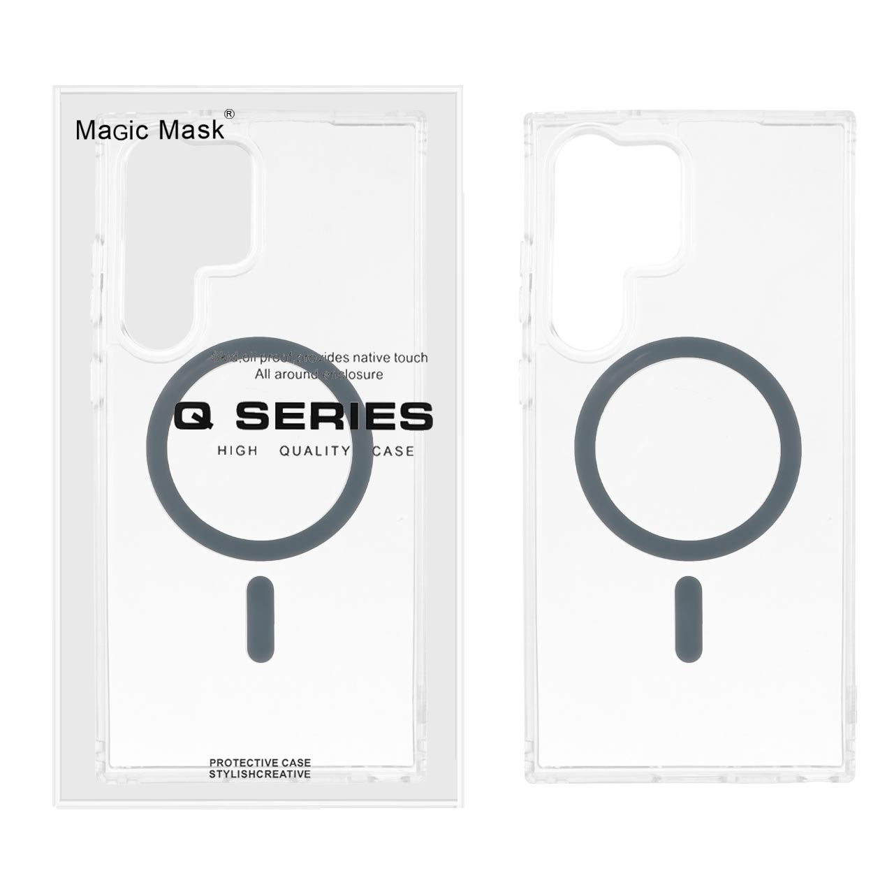 قاب اورجینال Magic Mask پشت سخت شفاف MagSafe دور ژله ای Samsung Galaxy S23 Ultra - خاکستری (پک دار) - اسپه کالا قاب اورجینال Magic Mask پشت سخت شفاف MagSafe دور ژله ای Samsung Galaxy S23 Ultra - خاکستری (پک دار) - تصویر 1