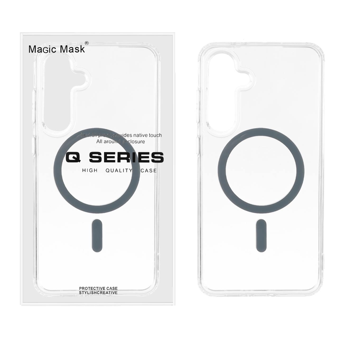قاب اورجینال Magic Mask پشت سخت شفاف MagSafe دور ژله ای Samsung Galaxy S23 FE - خاکستری (پک دار) - اسپه کالا قاب اورجینال Magic Mask پشت سخت شفاف MagSafe دور ژله ای Samsung Galaxy S23 FE - خاکستری (پک دار) - تصویر 1