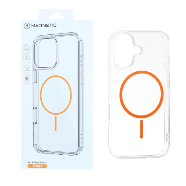 قاب اورجینال Magnetic دور ژله ای MagSafe مدل Apple iPhone 17 - نارنجی (پک دار)