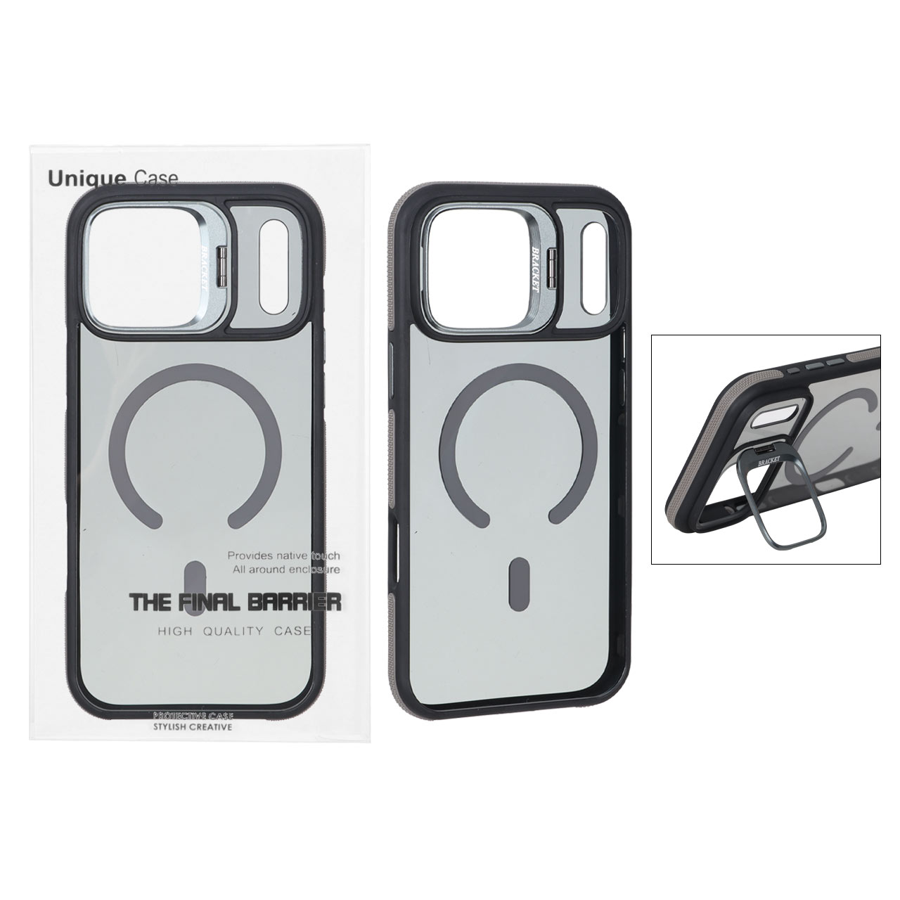 قاب اورجینال Bracket Unique Case مات Magsafe لنز آلومینیومی استندشو Apple iPhone 17 Pro Max - خاکستری (پک دار) - اسپه کالا قاب اورجینال Bracket Unique Case مات Magsafe لنز آلومینیومی استندشو Apple iPhone 17 Pro Max - خاکستری (پک دار) - تصویر 1