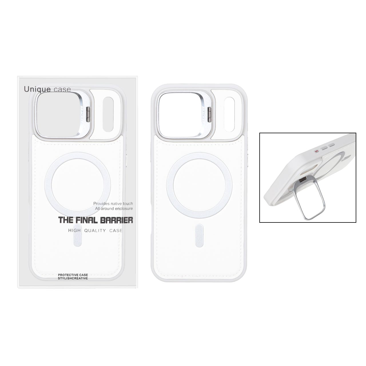قاب Bracket چرمی دور دوخت MagSafe لنز استندشو Apple iPhone 17 Pro Max - سفید (پک دار) - اسپه کالا قاب Bracket چرمی دور دوخت MagSafe لنز استندشو Apple iPhone 17 Pro Max - سفید (پک دار) - تصویر 1