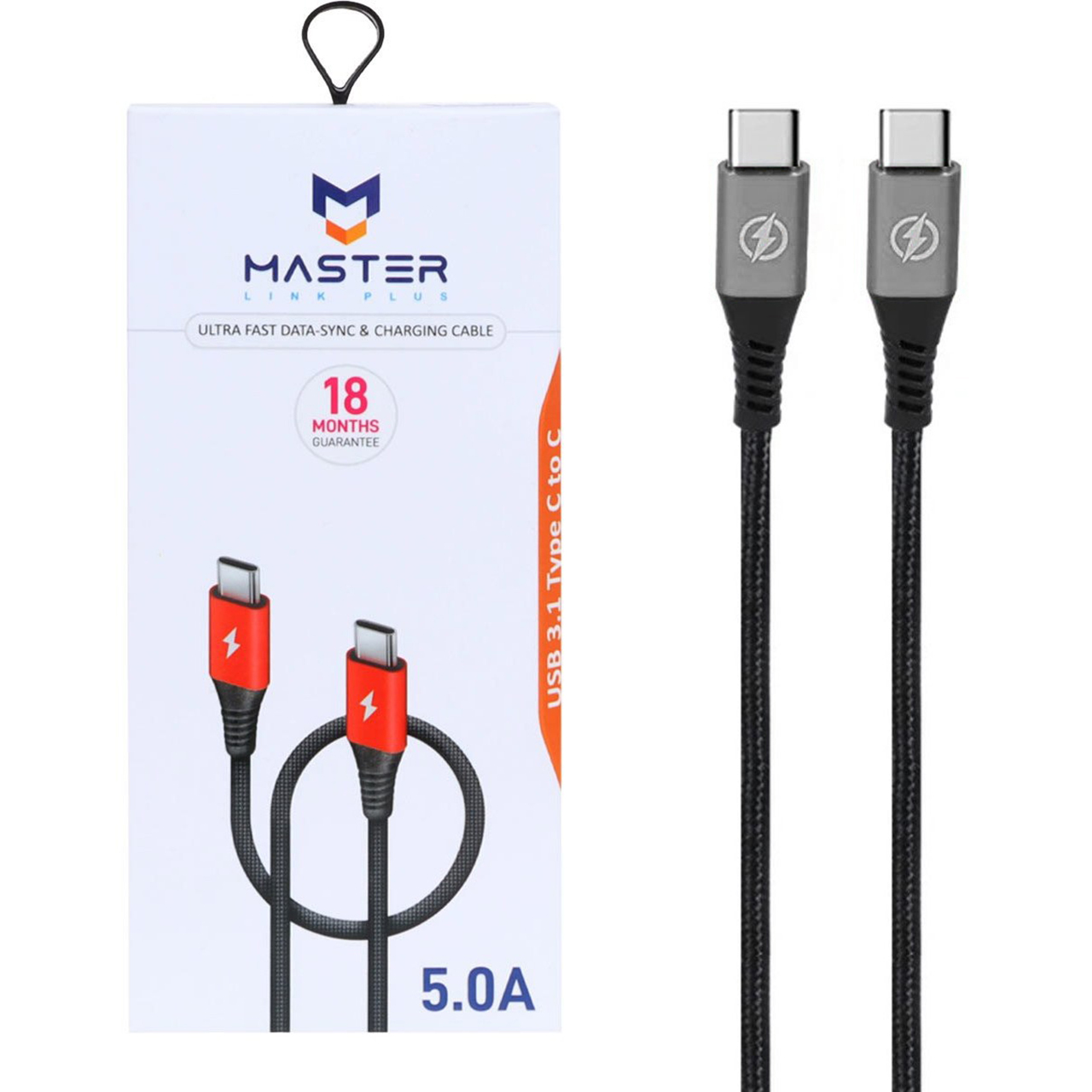 کابل شارژ فست MASTER Type-C to Type-C مدل ETM 002 - مشکی خاکستری - اسپه کالا کابل شارژ فست MASTER Type-C to Type-C مدل ETM 002 - مشکی خاکستری - تصویر 1